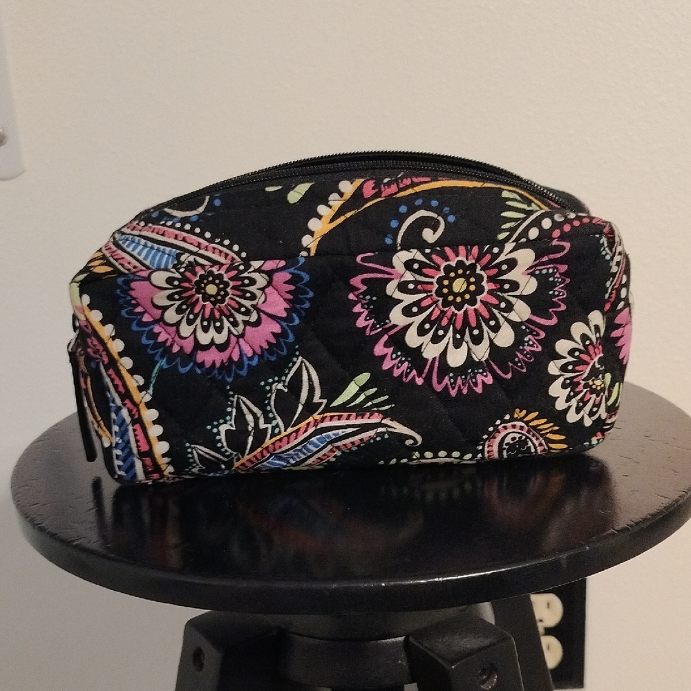 Vera Bradley Black Floral Cosmetic Bag